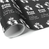 Behalt Calm Celebrate Goat Year Black Wrapping Pap Geschenkpapier (Rolleneckpunkt)