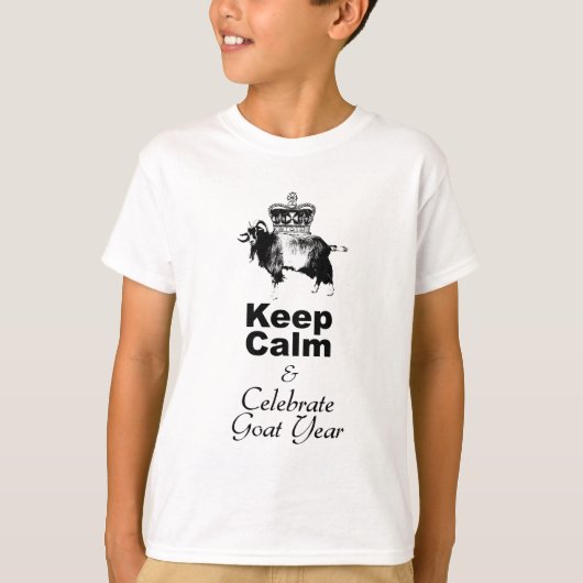 Behalt Calm Celebrate Goat Year Kids White T - Shi T-Shirt (Vorderseite)