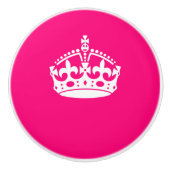 Behalt Calm Crown auf Fuchsia Pink Anpassbar Keramikknauf (Vorderseite)