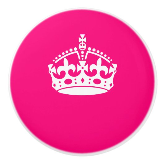 Behalt Calm Crown auf Fuchsia Pink Anpassbar Keramikknauf (Vorderseite)