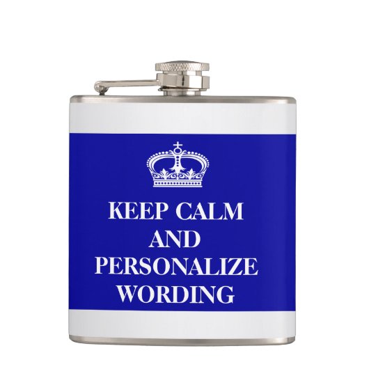 Behalt Calm DIY Kronblau weiß Flachmann (Vorderseite)