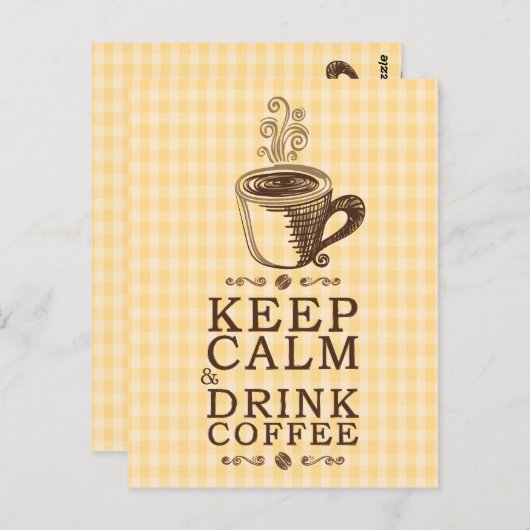 Behalt Calm Drink Kaffegelbe Quadrate Hintergrund Postkarte (Vorne/Hinten)