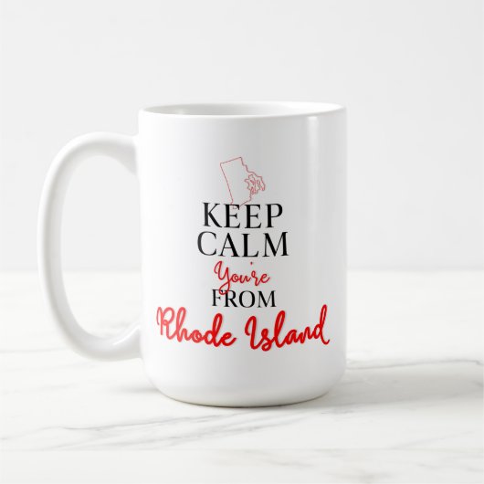 Behalt Calm Du bist von Rhode Island Kaffeetasse (Links)