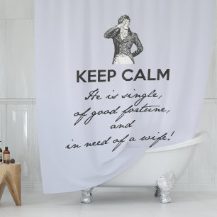 Behalt Calm - er ist Single Mr Darcy Vintag Duschvorhang