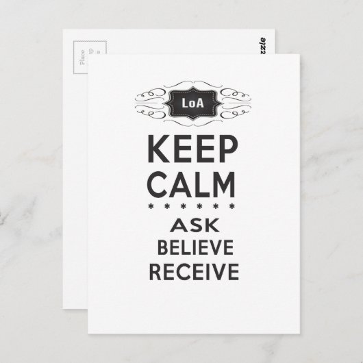 Behalt Calm - Frag, Glauben, erhalte Postkarte (Vorne/Hinten)