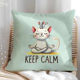 "Behalt Calm" Funny Cat Lovers Kissen