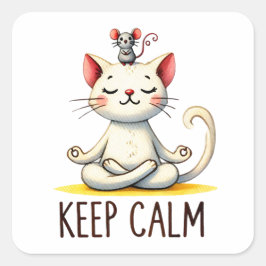 "Behalt Calm" Funny Cat Lovers Quadratischer Aufkleber