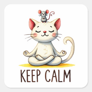 "Behalt Calm" Funny Cat Lovers Quadratischer Aufkleber