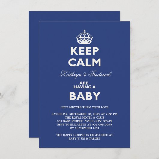 Behalt Calm Funny Couples Kinderdusche Party laden Einladung (Vorne/Hinten)