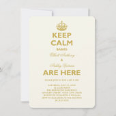 Behalt Calm Funny Sip & See Twins New Babies Birth Einladung (Vorderseite)