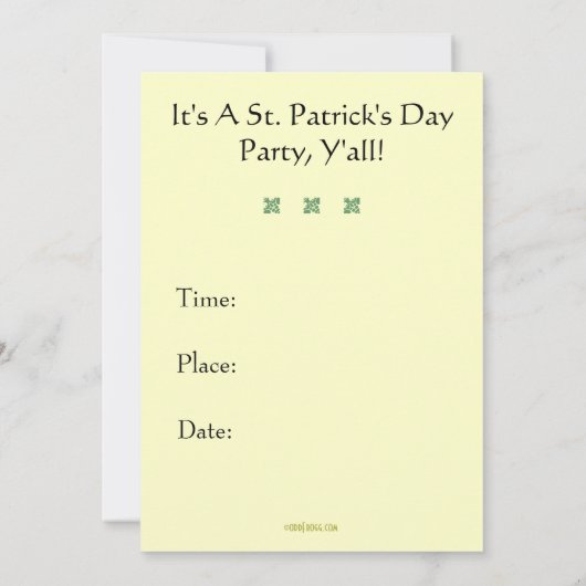 Behalt Calm Holen Sie sich Ihr Grün auf St. Patric Einladung (Rückseite)