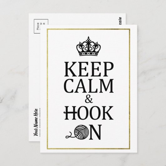 Behalt Calm Hook auf Imitate Gold Crochet Handwerk Postkarte (Vorne/Hinten)