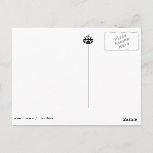 Behalt Calm I bin der Kanzler Postkarte (Rückseite)