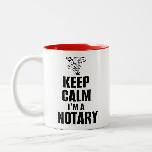 Behalt Calm I bin ein Notar Quill Pen und Dokument Zweifarbige Tasse (Links)