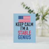 Behalt Calm I bin ein stabiler Genius Funny Trump Postkarte (Stehend Vorderseite)