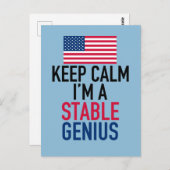 Behalt Calm I bin ein stabiler Genius Funny Trump Postkarte (Vorne/Hinten)