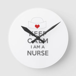 Behalt Calm Ich bin Krankenschwester Runde Wanduhr