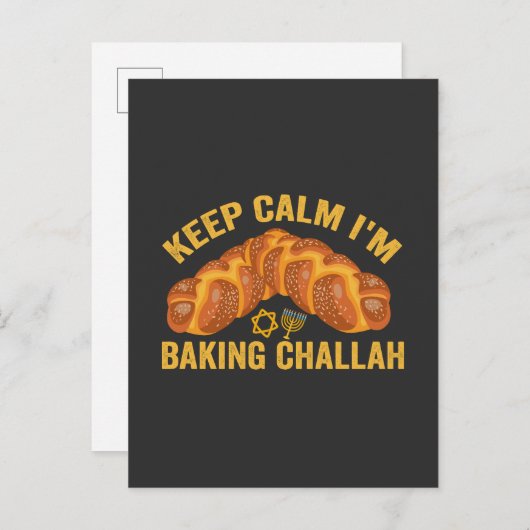 Behalt Calm ich brasse Challah Funny Hanukkah Ankündigungspostkarte (Vorne/Hinten)
