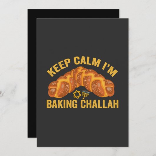 Behalt Calm ich brasse Challah Funny Hanukkah Einladung (Vorne/Hinten)