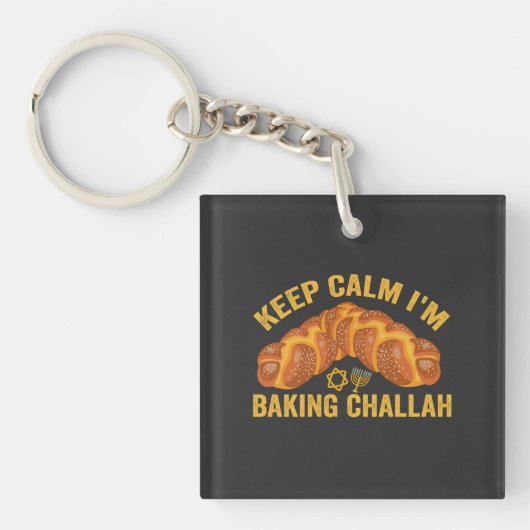 Behalt Calm ich brasse Challah Funny Hanukkah Schlüsselanhänger (Vorderseite)