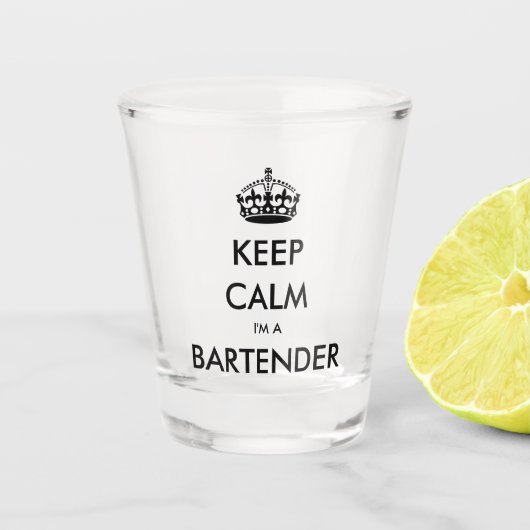 BEHALT CALM I'M A BARKEEPER (Speakeasy, Bar, Pub) Schnapsglas (Vorderseite)