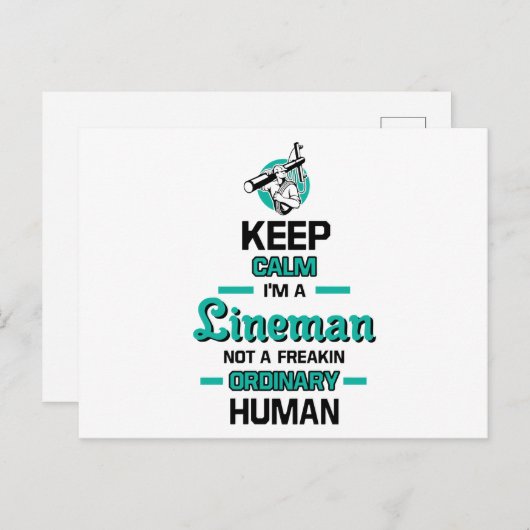 Behalt Calm im a Lineman nicht ein Freakin Postkarte (Vorne/Hinten)