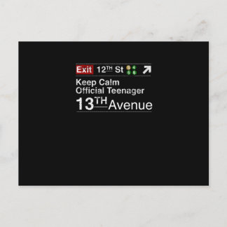 Behalt Calm I'm Offiziell Teenager, NYC Postkarte