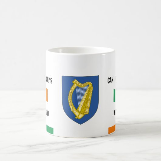 Behalt Calm Ireland & Funny Text, irische Flagge Kaffeetasse (Mittel)