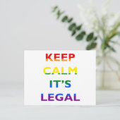 Behalt Calm It's Legal Support LGBT Postcard Postkarte (Stehend Vorderseite)