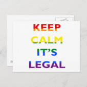 Behalt Calm It's Legal Support LGBT Postcard Postkarte (Vorne/Hinten)