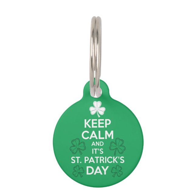 Behalt Calm It's St Patricks Day Irish Haustiermarke (Vorderseite)