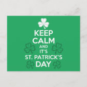 Behalt Calm It's St Patricks Day Irish Postkarte (Vorderseite)