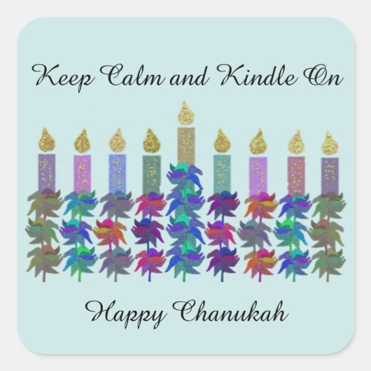 Behalt Calm Kindle auf Chanukah Quadratischer Aufkleber (Vorderseite)