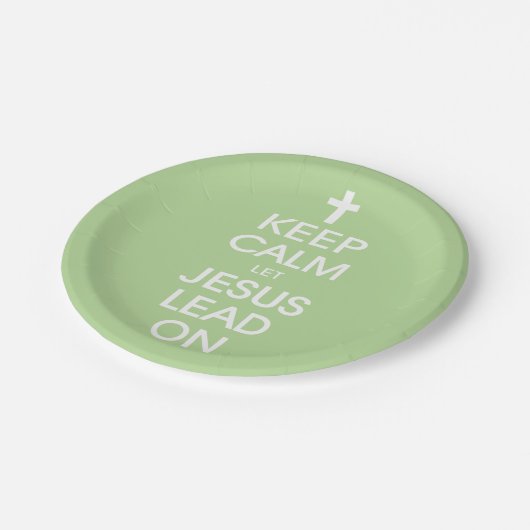 Behalt Calm Lass Jesus Lead On - Christlich Religi Pappteller (Schrägansicht)