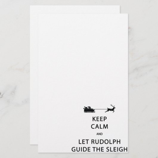 Behalt Calm Lass Rudolph Guide Sleigh Briefpapier (Vorne/Hinten)