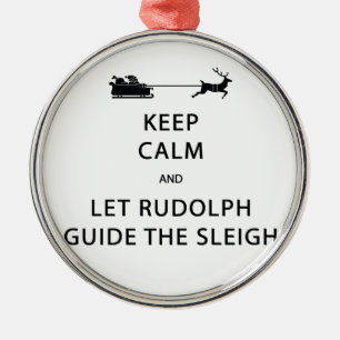 Behalt Calm Lass Rudolph Guide Sleigh Ornament Aus Metall