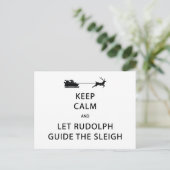 Behalt Calm Lass Rudolph Guide Sleigh Postkarte (Stehend Vorderseite)