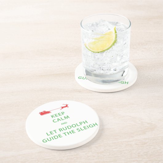 Behalt Calm Lass Rudolph Guide Sleigh Sandstein Untersetzer (Seite)