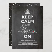 Behalt Calm Merry auf Chalkboard Holiday Party Ein Einladung (Vorne/Hinten)