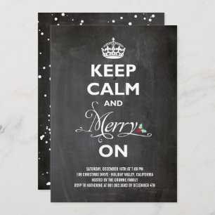 Behalt Calm Merry auf Chalkboard Holiday Party Ein Einladung