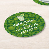 Behalt Calm - Mojito Runder Pappuntersetzer (Angewinkelt)