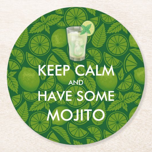 Behalt Calm - Mojito Runder Pappuntersetzer (Vorderseite)
