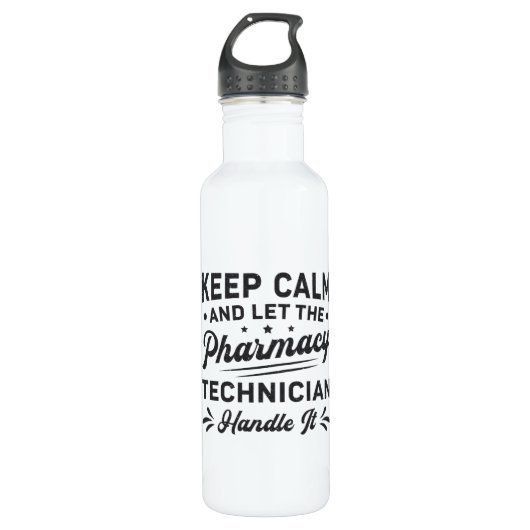 Behalt Calm Pharmacy Technician Funny Pharmacist Edelstahlflasche (Vorderseite)