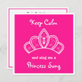 Behalt Calm Pink Princess Song Karaoke Party Einladung (Vorne/Hinten)