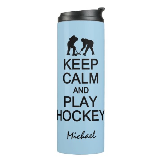 Behalt Calm & Play Hockey individuelle Name & colo Thermosbecher (Nach links gedreht)