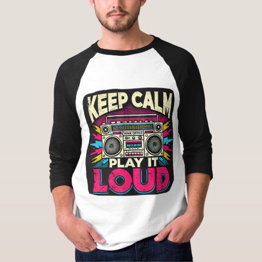 Behalt Calm Play it Loud 3/4 Sleeve Raglan T - Shi T-Shirt (Vorderseite)