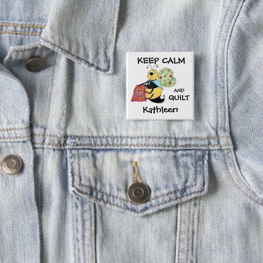Behalt Calm Quilt Whimsy Honey Bee Name Abzeichen Button (Beispiel)