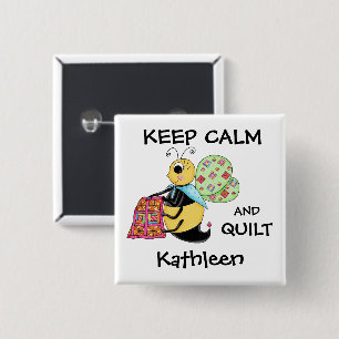 Behalt Calm Quilt Whimsy Honey Bee Name Abzeichen Button