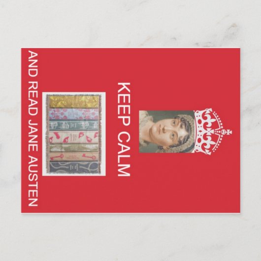 Behalt Calm, Read Jane Austen Postkarte (Vorderseite)
