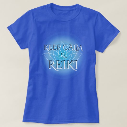 "Behalt Calm & Reiki" mit Lotus Blume T - Shirt (Design vorne)